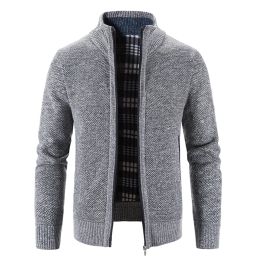 Mens High Neck Standing Collar Zip Knitted Jacket Sweater Cardigan Shirt Slim Fit Warm Tops Coat Casual Solid Men's