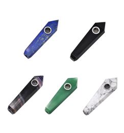 Colorful Stone Material Diamond Shape Crystal Portable Innovative Design Filter Handpipe Handmade Smoking Tube Pipe For Tobacco Ho9231889