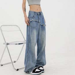 Women's Jeans Straight Leg Trousers For Woman Summer Baggy High Waisted Casual Pant Mopping Pants Wide Ropa