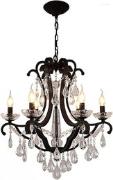 Chandeliers Modern Chandelier Ceiling Light Crystal Candle Holder Lamp Pendant Black Vintage Hanging For Bedroom Dining