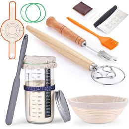 Kit Bread Making,bread Baskets Set of 1 9 Inch Round Dough Proofing Bowls with Liners, Home Bakers Baking Sourdough Starter Jar,home Baking, Perfect for Gift