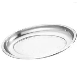 Plates Plate Stainless Steel Snack Tray Storage Metal Breakfast Thicken Dinner