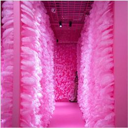 Party Decoration 100pcs Pink Ostrich Feathers Red Wedding Favour Birthday Feather Wall Backdrops