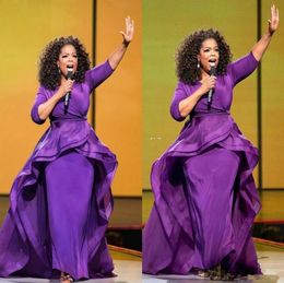 Oprah Winfrey Evening Dresses Sheath Celebrity Gowns Middle East Dubai Arabic Style Purple Evening Party Dress african Plus Size W2082564
