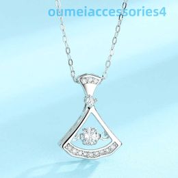 Designer Luxury Brand Jewelry Necklaces Hengli Treasure Same S925 Sterling Necklace Zircon Skirt Smart Fan-shaped Silver Pendant