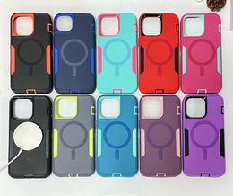 Magnetic attraction vehicle phone case For iphone 14 13 15 15 plus 15 pro max 15 pro TPU PC oppbag