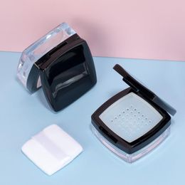 Loose Powder Jar With Sifter Empty Cosmetic Container Black Cap Makeup Compact Portable Loose Powder Box