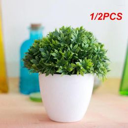 Decorative Flowers 1/2PCS Small Bonsai Pastoral Fake Plants Potted Artificial Plant Simulation Faux Green Grass Indoor