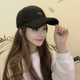 Ball Caps For Women Man Suede Duckbill Cap Hair Blend Casual Retro Snapback Hats Unisex Fashion Letter Embroidery Baseball