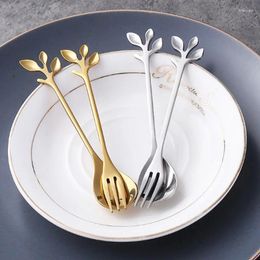 Coffee Scoops Stainless Steel Spoon With Creative Branch Leaves Design - Fork For Kitchen Accessories Christmas Gifts Tablewar