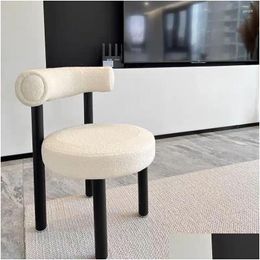 Living Room Furniture Modern And Minimalist Makeup Stool With Backrest For Girls Bedroom Household Dining Chair Camp - Nordic Style Dhnmx