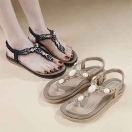 Top Summer Sandal Comfortable Leisure Beach Shoes Flat Roman Style Sandals Heel Shoes Flip Flops For Women Sandles Heels 240228