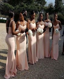 Custom Made African Mermaid Chiffon Long Bridesmaid Dresses 2019 New Spaghetti Straps Sleeveless Fitted Floor Length Bridemaid 3785590