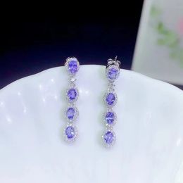 CoLife Jewellery Genuine Tanzanite Drop Earrings for Wedding 8 Pieces 3*4mm Taznanite Silver Eardrop 925 Silver Taznanite Jewellery 240311