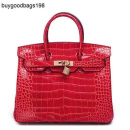 Designer Bags Womens Handbags Guangzhou Genuine Leather Bag Liangshang Crocodile Pattern Cow Handbag Red Bride One Shoulder Crossbody