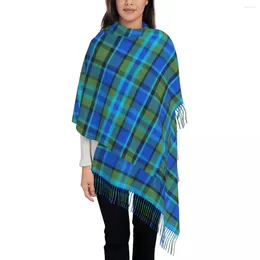 Scarves Westy Tartan Blue Plaid Tassel Scarf Women Soft Geometric Gingham Shawl Wrap Ladies Winter Fall