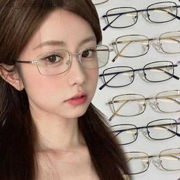 Sunglasses Sunglasses Harajuku Small Square Frame Glasses Women Girls Y2k Metal Anti Blue Light Eyeglasses Retro Reading Optical Spectacle Eyewears Y240320