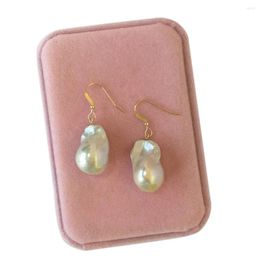 Dangle Earrings Real 14k Gold Filled Baroque Pearl Earring- Nature 14-16 Mm Big Have Few Flaw