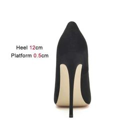 Dress Shoes Plus Size Women Suede High Heels 12CM Fashion Pointed Toe Career Pumps Spring And Autumn New Rose Red Temperament SingleOTZF H240321