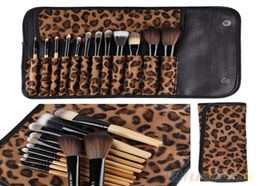 12pcs per Set Women Pro Makeup Brush Set Cosmetic Tool Leopard Bag Beauty Brushes Kit By DHL 717016705709