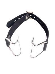 NXY SM Sex Adult Toy Camatech Bdsm Metal Nose Hook Open Mouth Gag Bondage Slave Oral Fixation Bite with Clip Leather Harness Strap6806087