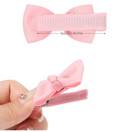 4cm Solid Grosgrain Ribbon Bows Duckbill Clips Cute Handmade Bowknot Baby Bangs Hairpins Princess Headwear Kids Hairclip Gift