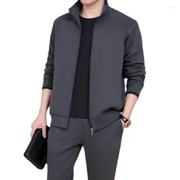 Men's Tracksuits 2PCS Men Sports Set Jacket Pants Suit Zipper Sportswear Casual Winter Solid Colour Male Jogger Sporting