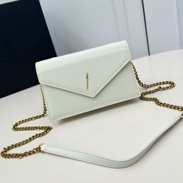 Chain Crossbody Bag Sheepskin Leather Fashion Letters Tricolour Hardware Internal Zipper Pocket Credit Card Holder Women Envelope Shoulder Messenger Bags