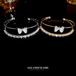 Strand Stainless Steel Butterfly Zircon Bracelets Italian Classic Rhinestone Double-layer Alloy Hand Chain Women Jewellery