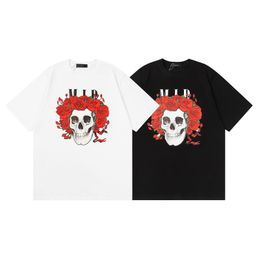 Mens Designer t Shirts Amirir Shirt Red Haired Skull Printed Fashion Graphic Tee Short Sleeve Men and Women Streetwear Cotton Casual