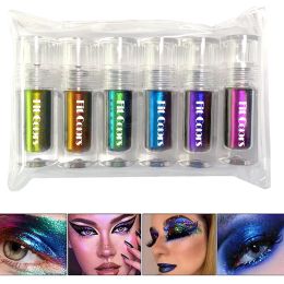 Shadow 6pcs Multi Chrome Eyeshadow Pigments Long Lasting Multi Chrome Chameleon Chrome Glitter Metallic Liquid Eyeshadow