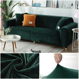 Velvet Fabric Sofa Covers For Living Room Stretch Soft Cover High Quality 1234 Seats Modern Armchair Home 240304