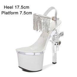 Dress Shoes Fashion Show Artefact Model High-Heeled Women Pistol Heel 17cm Sexy Clear Platform Summer Sandals Strip Pole Dance H240321YNTVWU1H