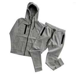 Men's Tracksuits Ankle-banded Pants Unisex Sportswear Set Hooded Coat Elastic Waist Long Sleeve Pockets Spring/fall Couple Tracksuit Men