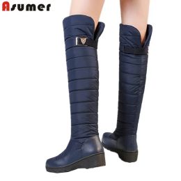 Boots ASUMER Size 3544 New thick fur snow boots women round toe platform shoes knee high boots warm waterproof winter boots