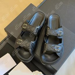 Designer-Sandalen, berühmte Damen-Slides, Sandale, flache Slipper, Slider, Schuhe unten, Flip-Flops, Sommer, lässige Strandsandale, echtes Leder, Top-Qualität, 35–40