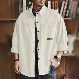 Men's Casual Shirts Men Top Cargo Shirt With Turn-down Collar Single-breasted Design Plus Size Pockets Soft For Everyday