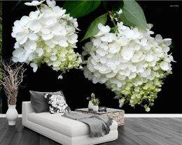 Wallpapers Diantu Custom Wallpaper White Hydrangea Garden Wind TV Background Wall Living Room Bedroom Backdrop Walls Murals 3d