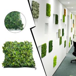 Decorative Flowers Simulated Lawn Turf Artificial Green Grass Square Plastic Plant For Home Wall Decoration Living Room Cafe Ornaments