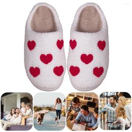 Walking Shoes Heart Shape Fuzzy Indoor Slippers Anti Slip Plush Closed Toe Cozy Slip-on House Cartoon Household Supplies