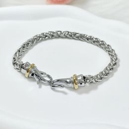 DY Hook Twisted Wire Buckle Bracelet in Sterling Silver with 14K Yellow Plated 240315