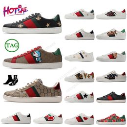 New Bee Designer Low Mens Casual Shoes High Quality Strawberry Tiger Embroidered Black Snake Apple White Green Stripes Ace Walking Womens Sneakers Size EUR35-46