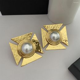 Backs Earrings Famous Designer Top Quality Exaggerated Gold Plated Square Pearl Ear Clip Large Earring Women Luxury Jewellery Birthday Party