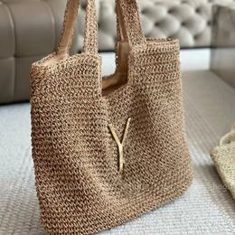 Shoulder Beach Bag Straw Casual Tote Fashion 2024 New Designer Woven Summer Shopping Bags High Quality Handbags