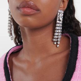 Backs Earrings Stonefans Tassel Clip On No Piercing Accessories For Women 2024 Luxury Round Rhinestone Ear Wedding Gift