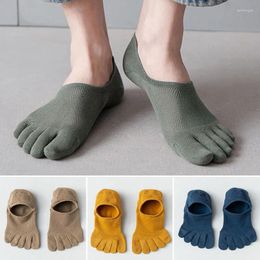 Men's Socks Five Toes Summer Thin Cotton Deodorant Sweat-absorbent Men Shallow Mouth Invisible Non-slip Accessory Gift