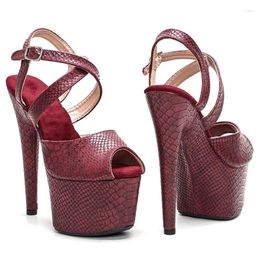 Dress Shoes LAIJIANJINXIA 17CM/7Inch PU Upper Sexy Exotic Women Sandals Platform Fashion High Heels Pole Dancing 089