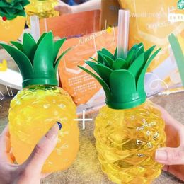 Mugs Plastic Cup Children Fruit Cartoon Creative Safe And Healthy Ins Style Beverage Juice Milkshake Pineapple Cute Womens