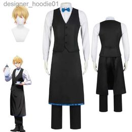 cosplay Anime Costumes Oshi NO KO Aqua role-playing come on black waiter uniform wig apron shirt pants bow tie tank top Akua Hoshino role-playing new outfitC24320