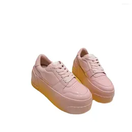 Casual Shoes Luxury Thick Bottom High Heels Patent Leather Women Sneakers Round Toe Lace Up Sapato Feminino Leisure Zapatos Mujer